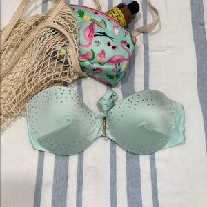 Mint Green Strapless Bathing Suit Top with Rhinestones